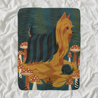 Yorkshire Terrier Retro Autumn cozy gift set: sherpa fleece blanket, cork-back coaster, and vinyl sticker