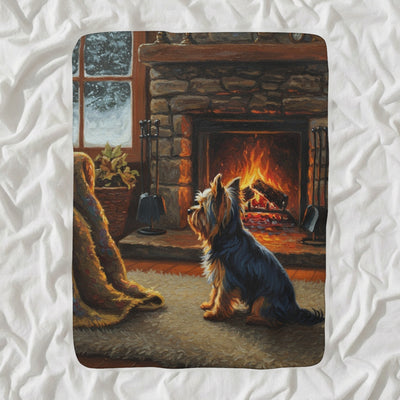 Yorkshire Terrier Acrylic Sherpa Fleece Blanket, Colorful Dog Art, Yorkshire Terrier Lover Gift