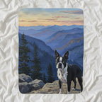 Boston Terrier Acrylic sherpa blanket by Tritan, angled view