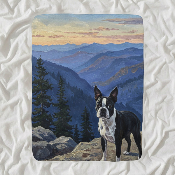 Boston Terrier Acrylic Sherpa Fleece Blanket, Colorful Dog Art, Boston Terrier Lover Gift