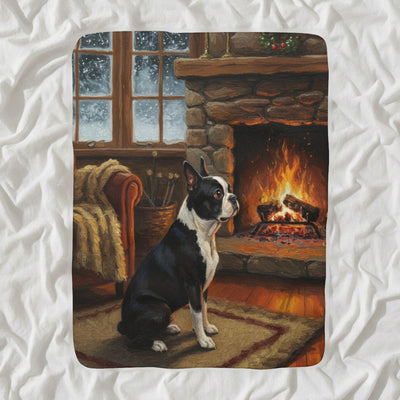 Boston Terrier Acrylic Sherpa Fleece Blanket, Colorful Dog Art, Boston Terrier Lover Gift