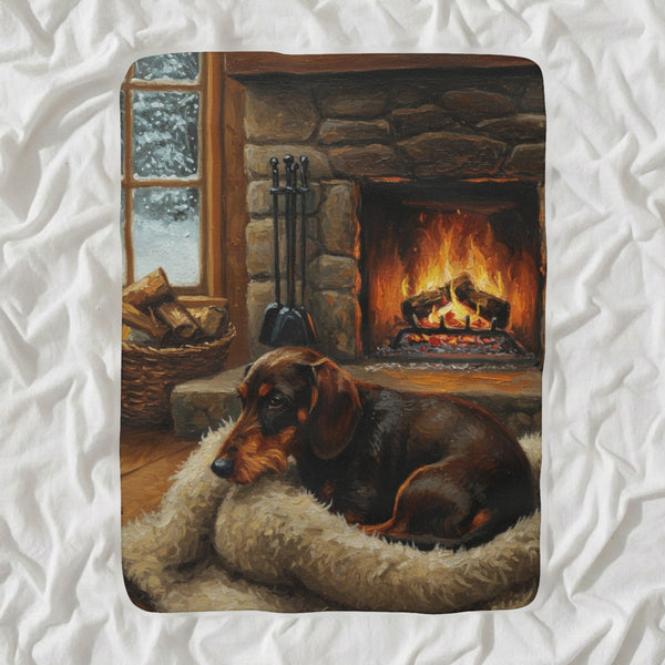 Dachshund Acrylic Sherpa Fleece Blanket, Colorful Dog Art, Dachshund Lover Gift