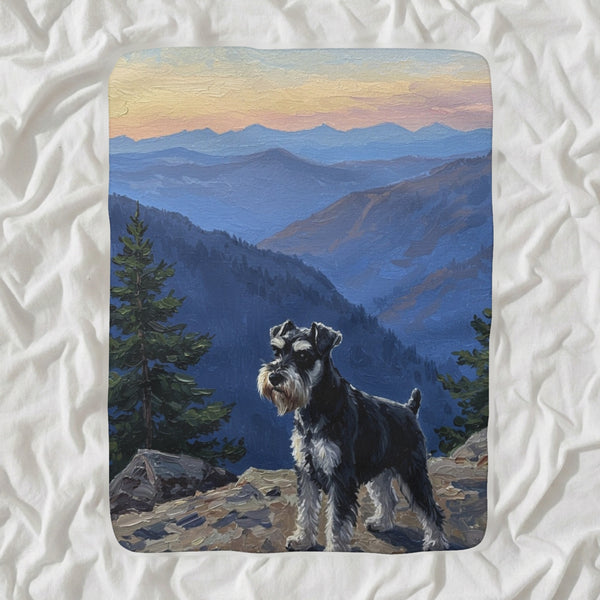 Miniature Schnauzer Acrylic Sherpa Fleece Blanket, Colorful Dog Art, Miniature Schnauzer Lover Gift