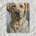 Labrador Retriever Oil Portrait sherpa blanket by Tritan, angled view