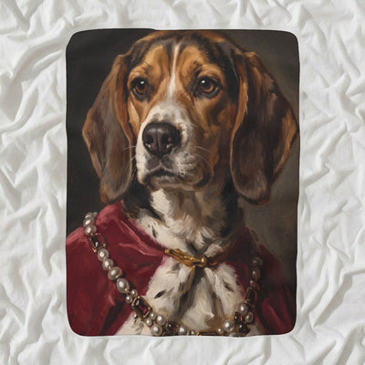 Beagle Kings & Queens Sherpa Fleece Blanket, Regal Dog Painting, Beagle Lover Gift