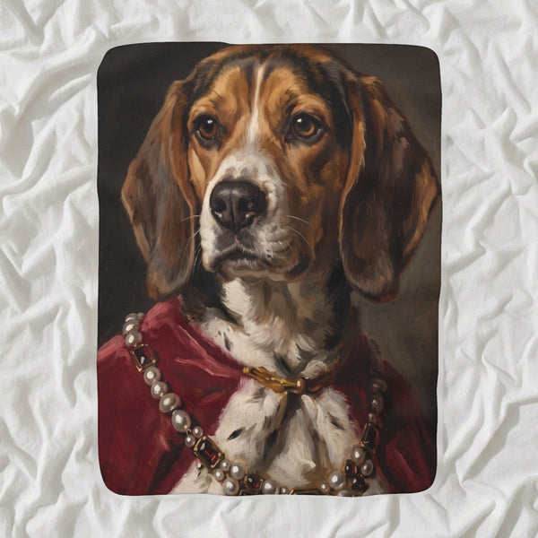 Beagle Kings & Queens Sherpa Fleece Blanket, Regal Dog Painting, Beagle Lover Gift