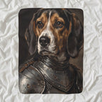 Beagle Medieval Knight sherpa blanket by Tritan, angled view