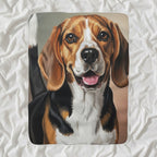 Beagle Oil Portrait sherpa blanket by Tritan, angled view