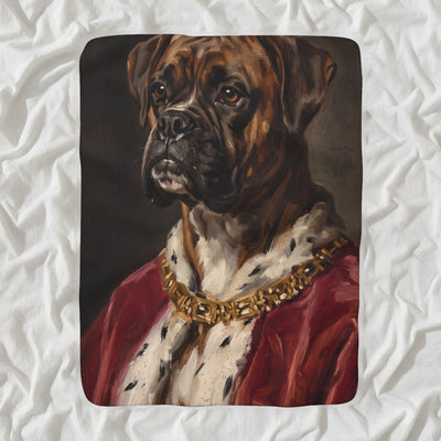 Boxer Kings & Queens Sherpa Fleece Blanket, Regal Dog Painting, Boxer Lover Gift