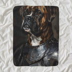 Boxer Medieval Knight sherpa blanket by Tritan, angled view