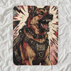 German Shepherd Comic Pop Art sherpa blanket by Tritan, angled view