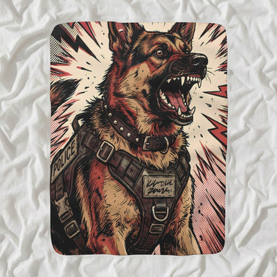 German Shepherd Comic Pop Sherpa Fleece Blanket, Bold Dog Art, German Shepherd Lover Gift