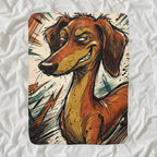Dachshund Comic Pop Art sherpa blanket by Tritan, angled view