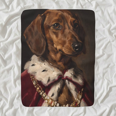 Dachshund Kings & Queens Sherpa Fleece Blanket, Regal Dog Painting, Dachshund Lover Gift