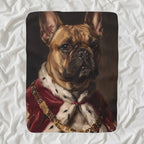 French Bulldog Kings & Queens sherpa blanket by Tritan, angled view