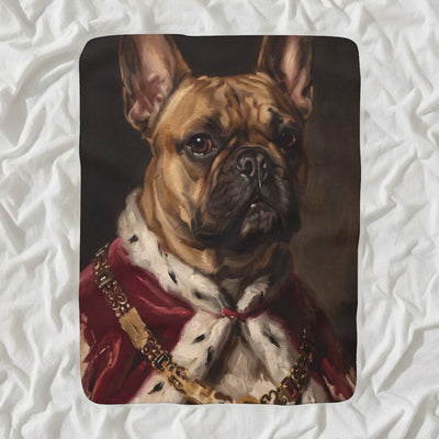 French Bulldog Kings & Queens Sherpa Fleece Blanket, Regal Dog Painting, French Bulldog Lover Gift