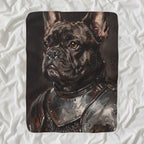 French Bulldog Medieval Knight sherpa blanket by Tritan, angled view