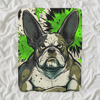 French Bulldog Comic Pop Art sherpa blanket by Tritan, angled view