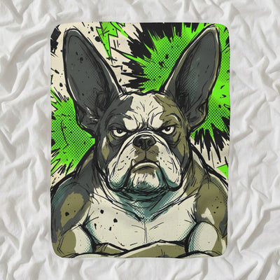 French Bulldog Comic Pop Sherpa Fleece Blanket, Bold Dog Art, French Bulldog Lover Gift