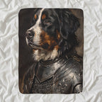 Bernese Mountain Dog Medieval Knight sherpa blanket by Tritan, angled view