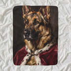 German Shepherd Kings & Queens sherpa blanket by Tritan, angled view
