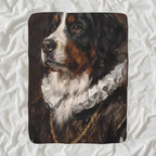 Bernese Mountain Dog Renaissance Royal sherpa blanket by Tritan, angled view