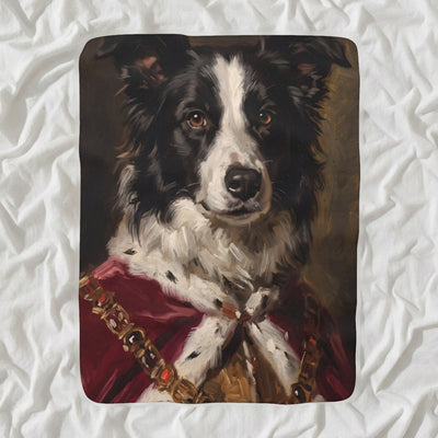 Border Collie Kings & Queens Sherpa Fleece Blanket, Regal Dog Painting, Border Collie Lover Gift