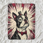Boston Terrier Comic Pop Art sherpa blanket by Tritan, angled view