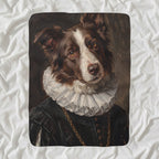 Border Collie Renaissance Royal sherpa blanket by Tritan, angled view