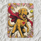 Golden Retriever Comic Pop Art sherpa blanket by Tritan, angled view