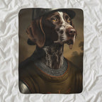 German Shorthaired Pointer Medieval Knight sherpa blanket by Tritan, angled view
