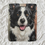 Border Collie Oil Portrait sherpa blanket by Tritan, angled view