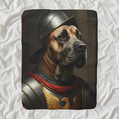 Cane Corso Medieval Knight Portrait Regal Throw Blanket | Premium Dog Prints | Tritan