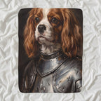 Cavalier King Charles Spaniel Medieval Knight sherpa blanket by Tritan, angled view