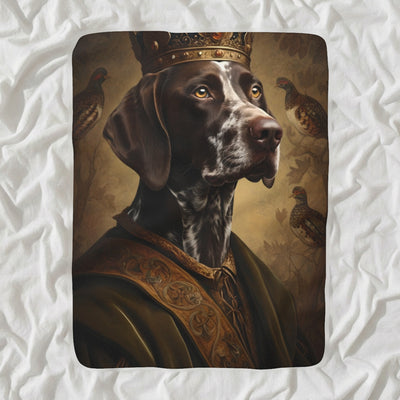 German Shorthaired Pointer Kings & Queens Sherpa Fleece Blanket, Regal Dog Painting, German Shorthaired Pointer Lover Gift