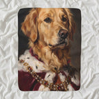 Golden Retriever Kings & Queens sherpa blanket by Tritan, angled view