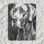 Great Dane Charcoal sherpa blanket by Tritan, angled view