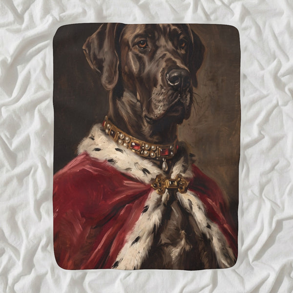 Great Dane Kings & Queens Sherpa Fleece Blanket, Regal Dog Painting, Great Dane Lover Gift
