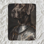 Great Dane Medieval Knight sherpa blanket by Tritan, angled view