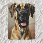 Great Dane Oil Portrait sherpa blanket by Tritan, angled view