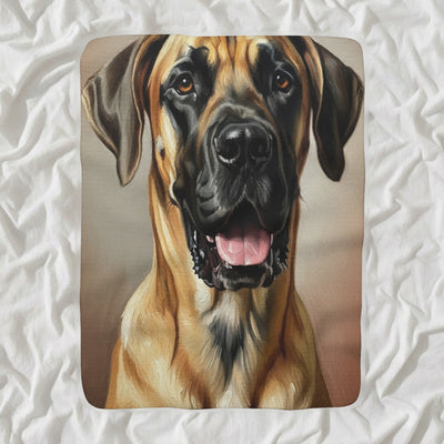Great Dane Oil Portrait Sherpa Fleece Blanket, Classic Dog Portrait, Great Dane Lover Gift
