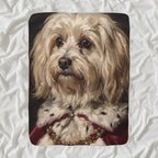 Havanese Kings & Queens sherpa blanket by Tritan, angled view