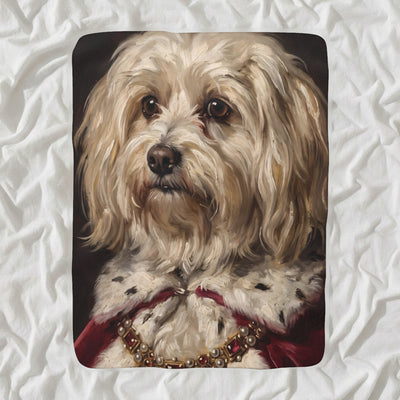 Havanese Kings & Queens Sherpa Fleece Blanket, Regal Dog Painting, Havanese Lover Gift