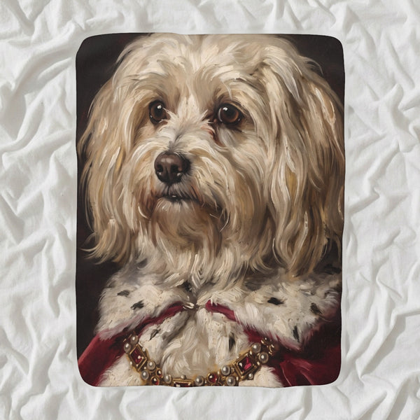 Havanese Kings & Queens Sherpa Fleece Blanket, Regal Dog Painting, Havanese Lover Gift