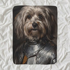 Havanese Medieval Knight sherpa blanket by Tritan, angled view