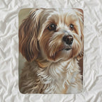 Havanese Oil Portrait sherpa blanket by Tritan, angled view