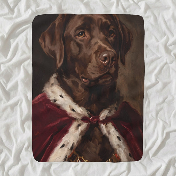 Labrador Retriever Kings & Queens Sherpa Fleece Blanket, Regal Dog Painting, Labrador Retriever Lover Gift