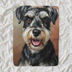 Miniature Schnauzer Oil Portrait sherpa blanket by Tritan, angled view