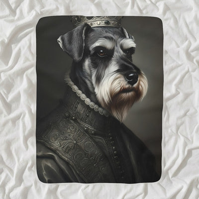 Miniature Schnauzer Royal Portrait Sherpa Fleece Blanket, Regal Dog Painting, Miniature Schnauzer Lover Gift