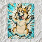 Corgi Comic Pop Art sherpa blanket by Tritan, angled view